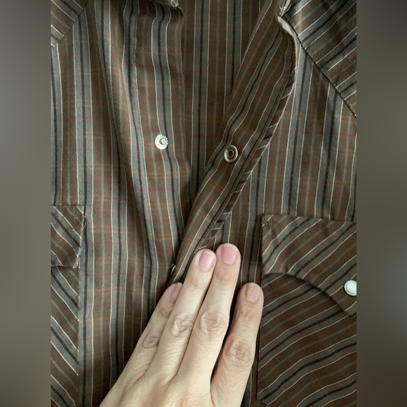 Vintage Pearl snap long sleeved brown western shirt size 15 - Picture 3 of 9